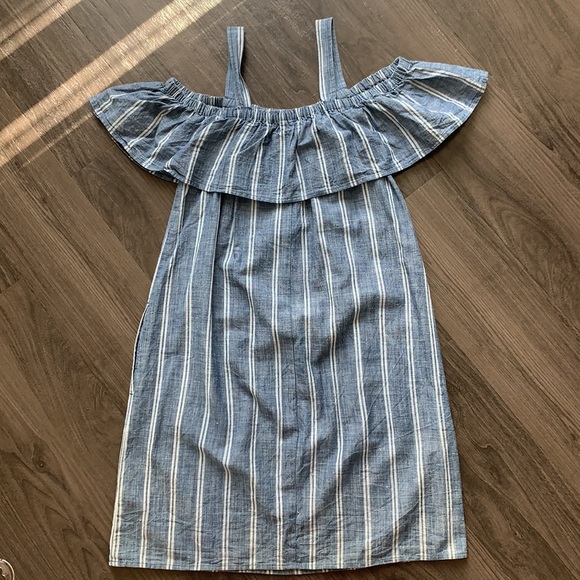 JCREW FACTORY Striped Chambray Ruffle Dress - Picture 5 of 10